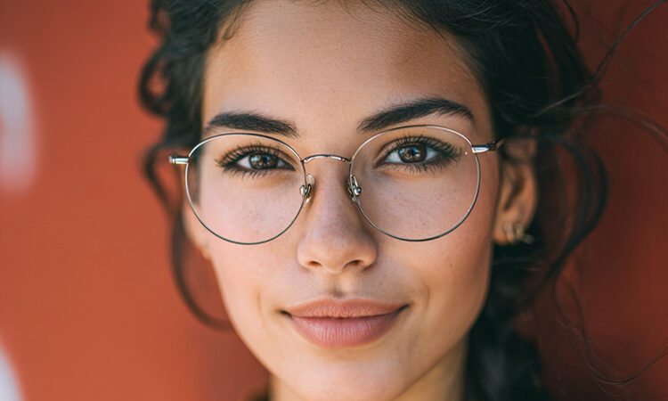 A young working woman wearing glasses
